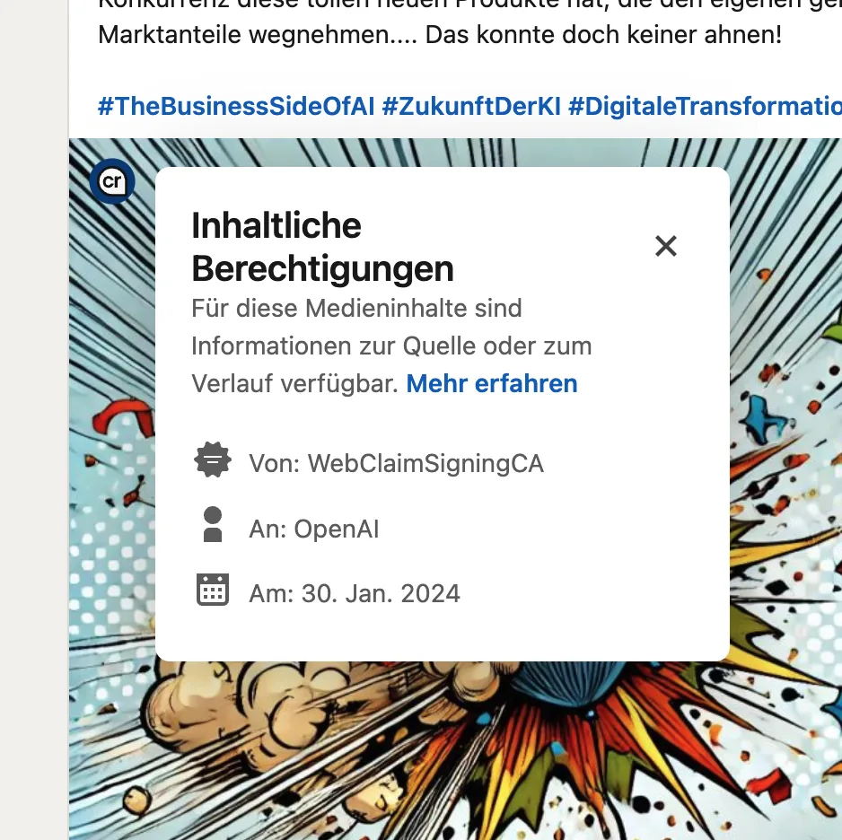 C2PA-Wasserzeichen in LinkedIn