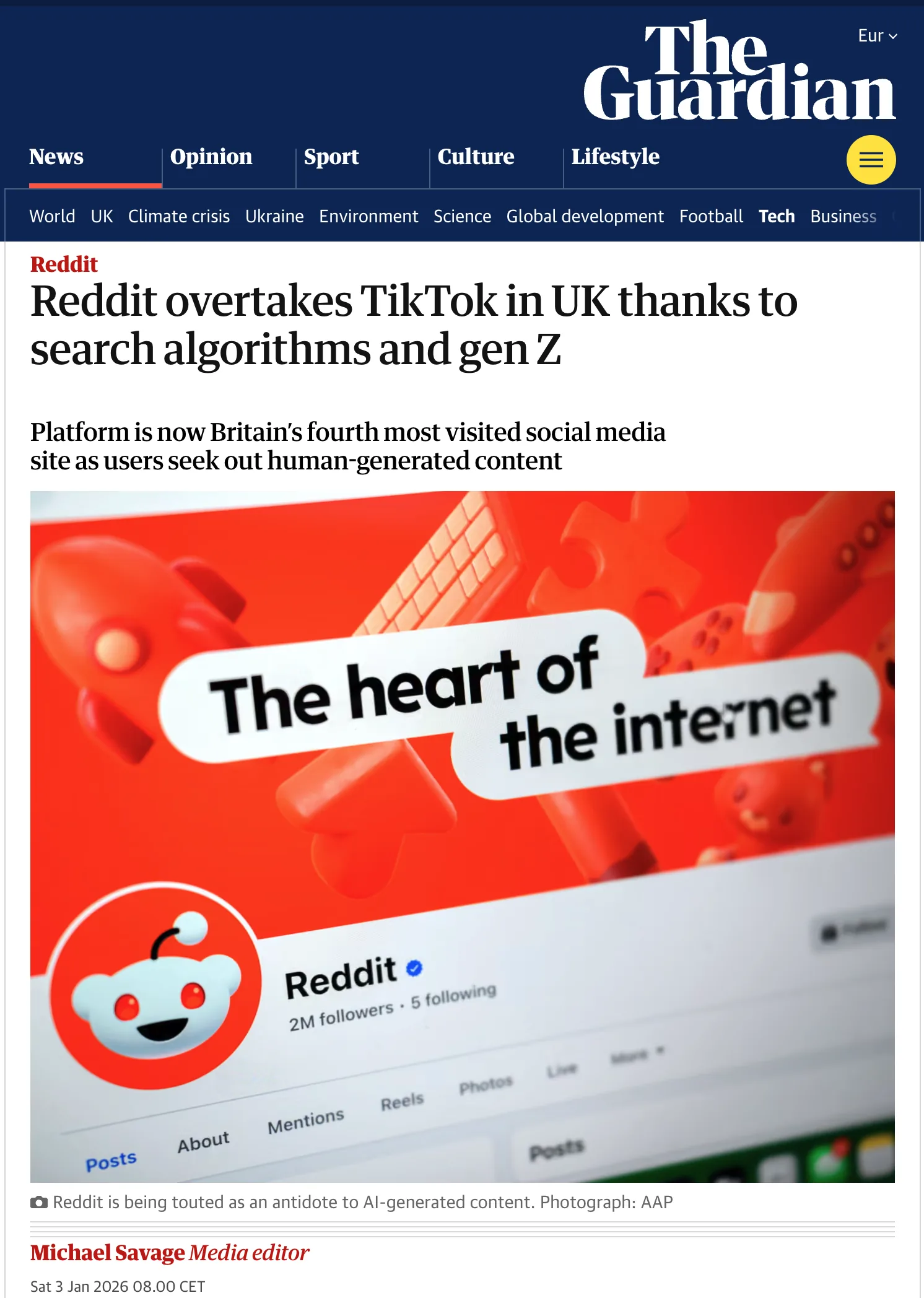 Reddit überholt TikTok - wegen KI
