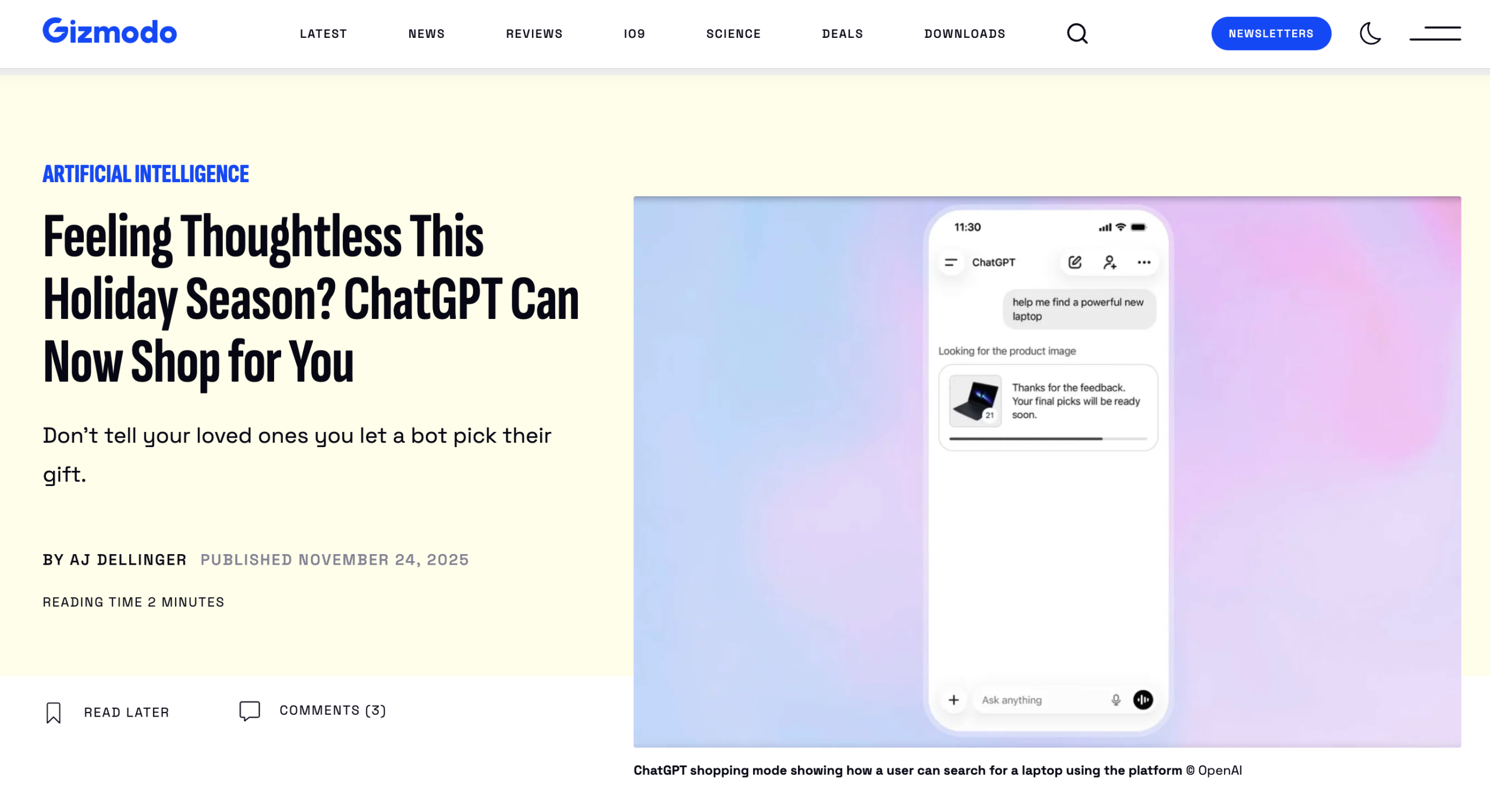 ChatGPT mit neuem Shopping-Feature